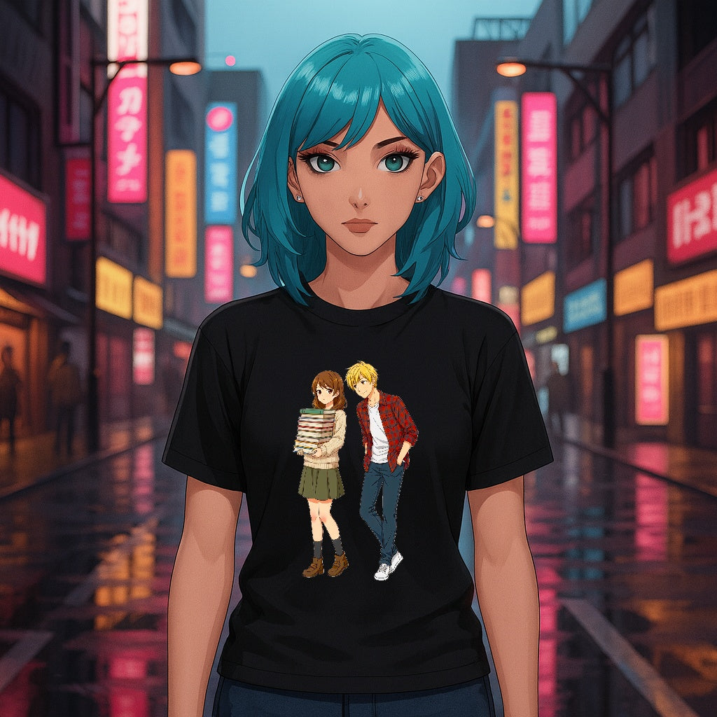 Anime School Couple T-Shirt Comfort Colors Soft Vintage Style Tee for Anime Fans and Manga Lovers