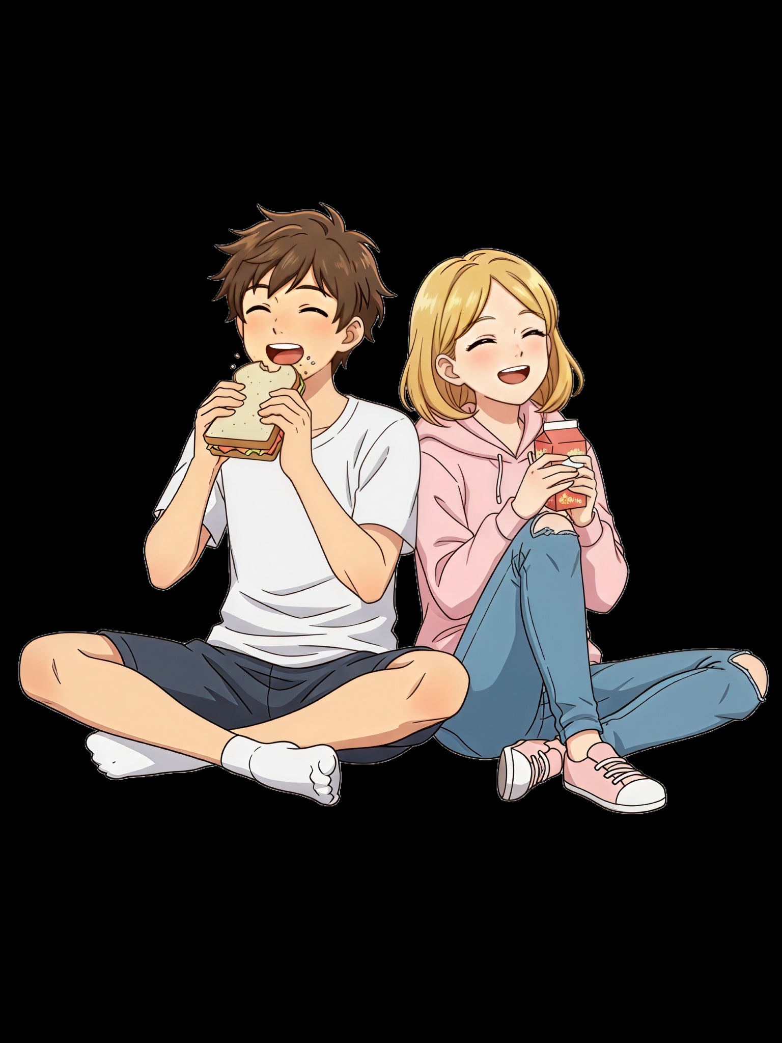 Anime Couple Eating Ramen T-Shirt — Cute Kawaii Date Night Tee