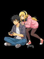 Anime Gamer Couple T-Shirt — Cute Gaming Boyfriend & Girlfriend Design