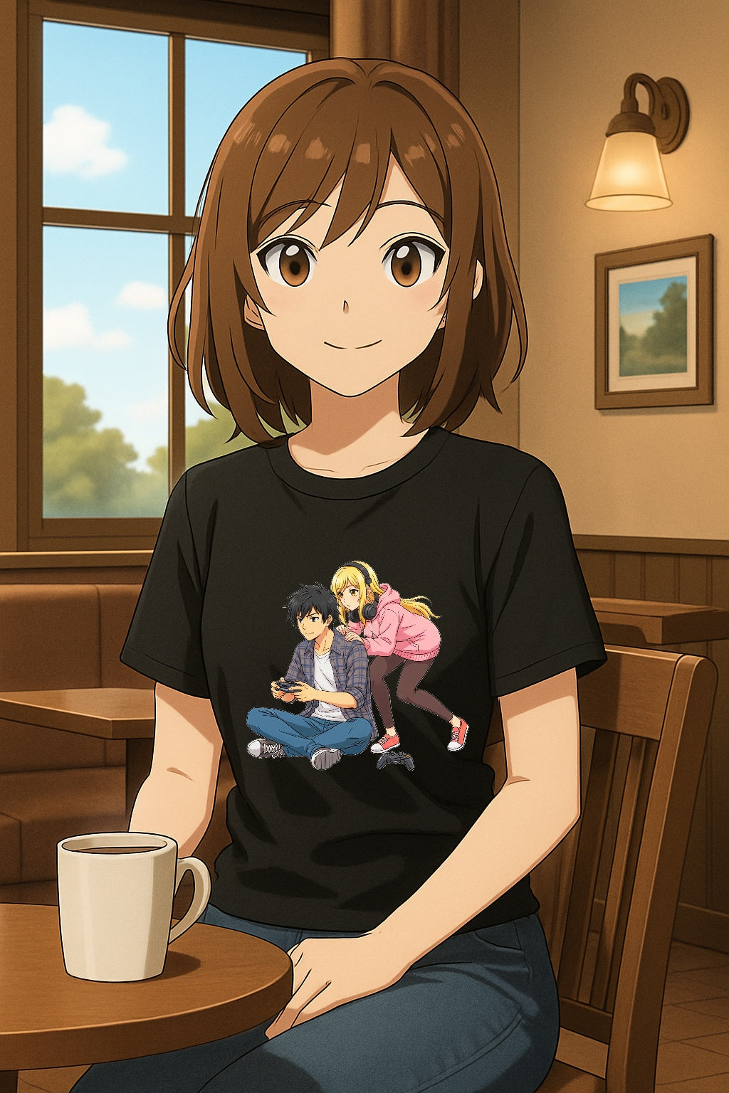 Anime Gamer Couple T-Shirt — Cute Gaming Boyfriend & Girlfriend Design