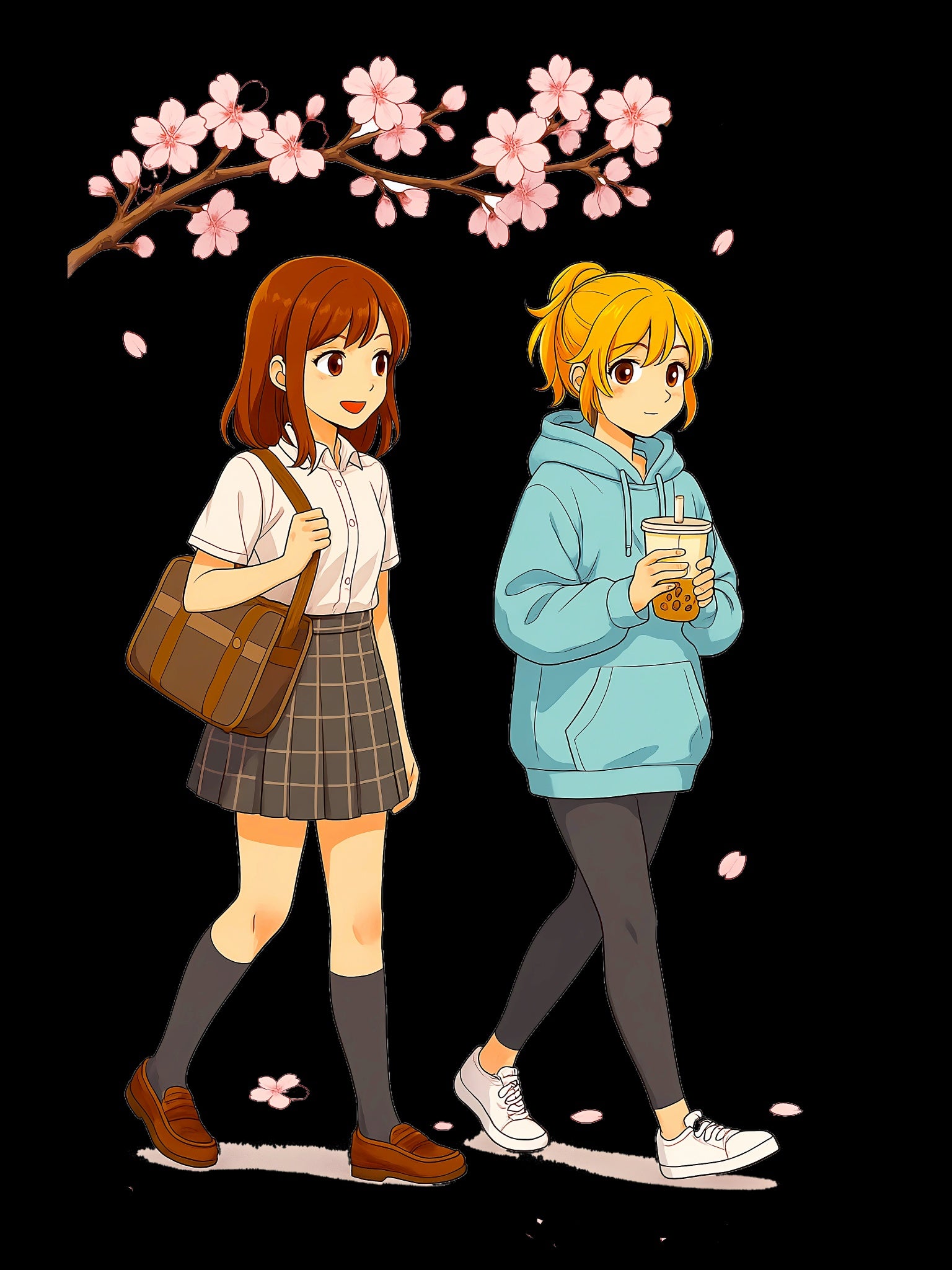 Cherry Blossom Walk Anime Tote Bag – Cozy Slice of Life Sakura Design