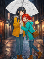 Anime Poster Rainy Day Couple Cozy Romance Wall Art for Anime Lovers and Girls