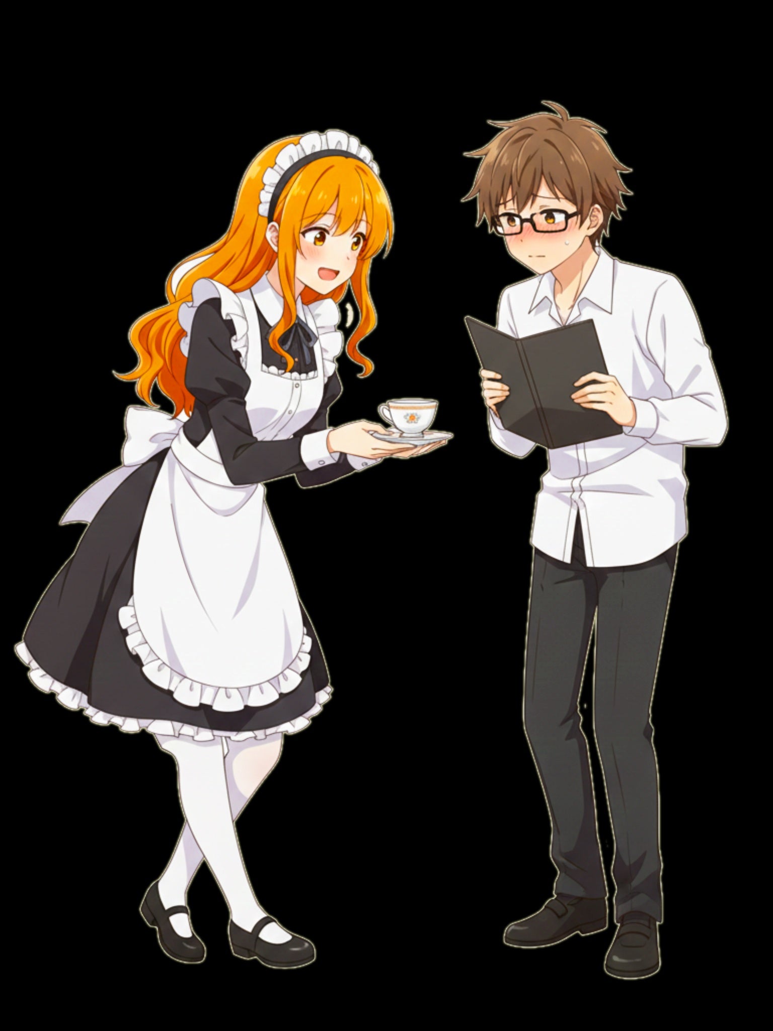 Anime Maid Cafe Tote Bag Cute Waitress and Barista Canvas Bag for Otaku Fans