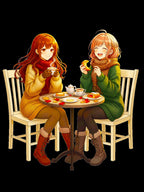 Anime Café Girls T-Shirt Comfort Colors Cute Autumn Friends Shirt Kawaii Manga Style Gift for Anime Lovers and Foodies