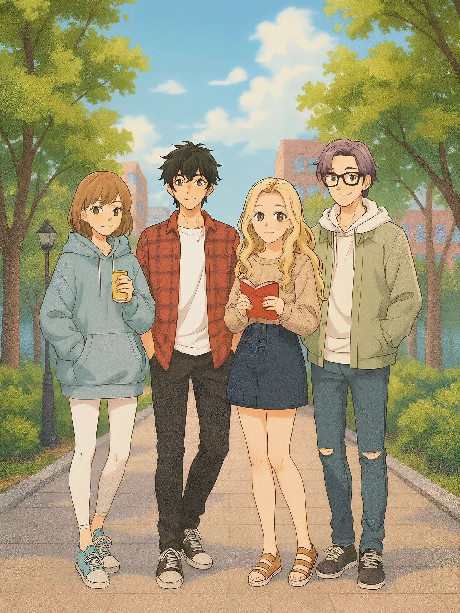 Anime Sherpa Blanket Cozy Friends on Campus Soft Japanese Throw for Anime Lovers and Dorm Rooms