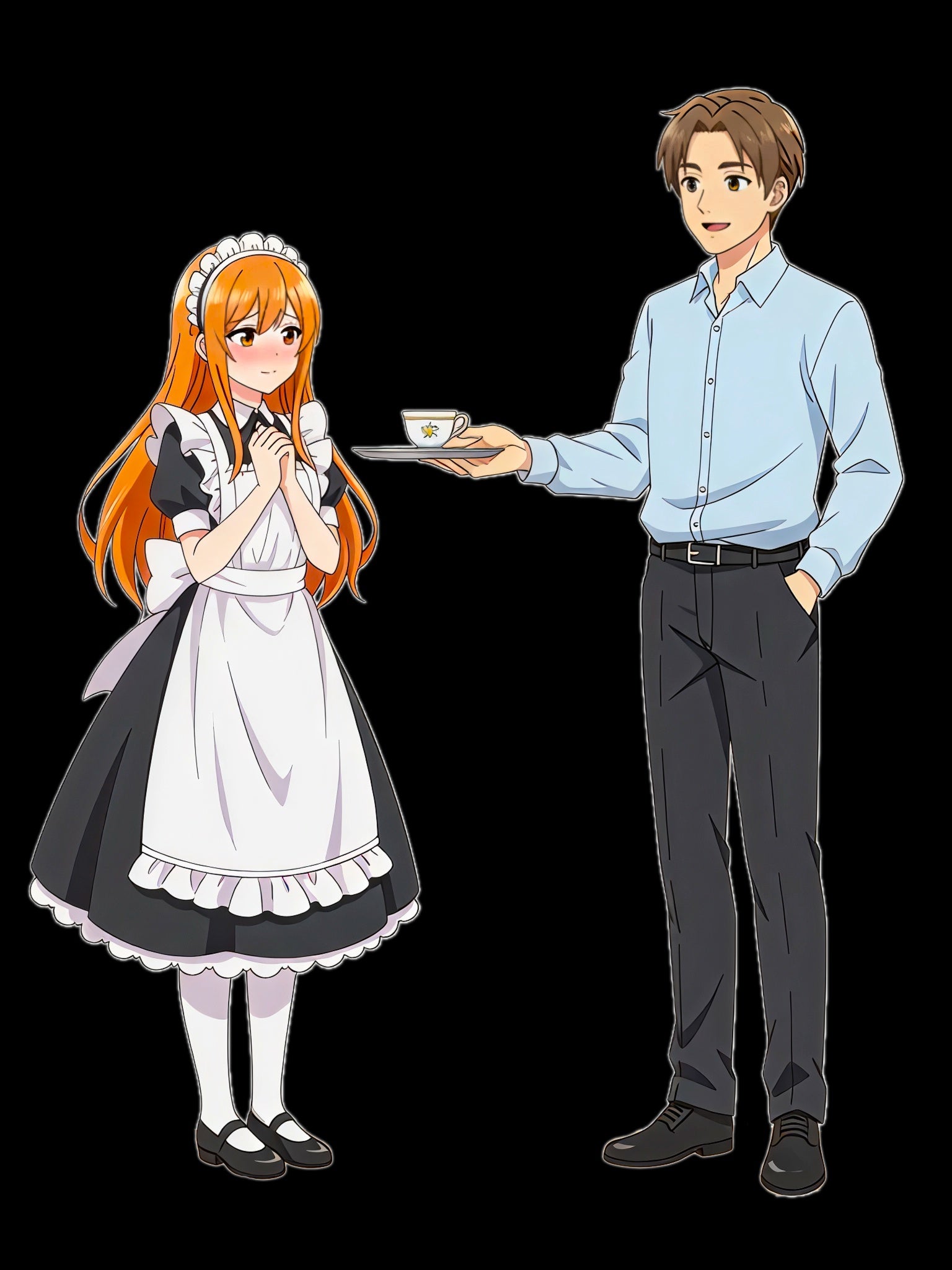 Anime Maid Café T-Shirt Comfort Colors 1717 Vintage Waitress Design Japanese Server Cute Otaku Streetwear