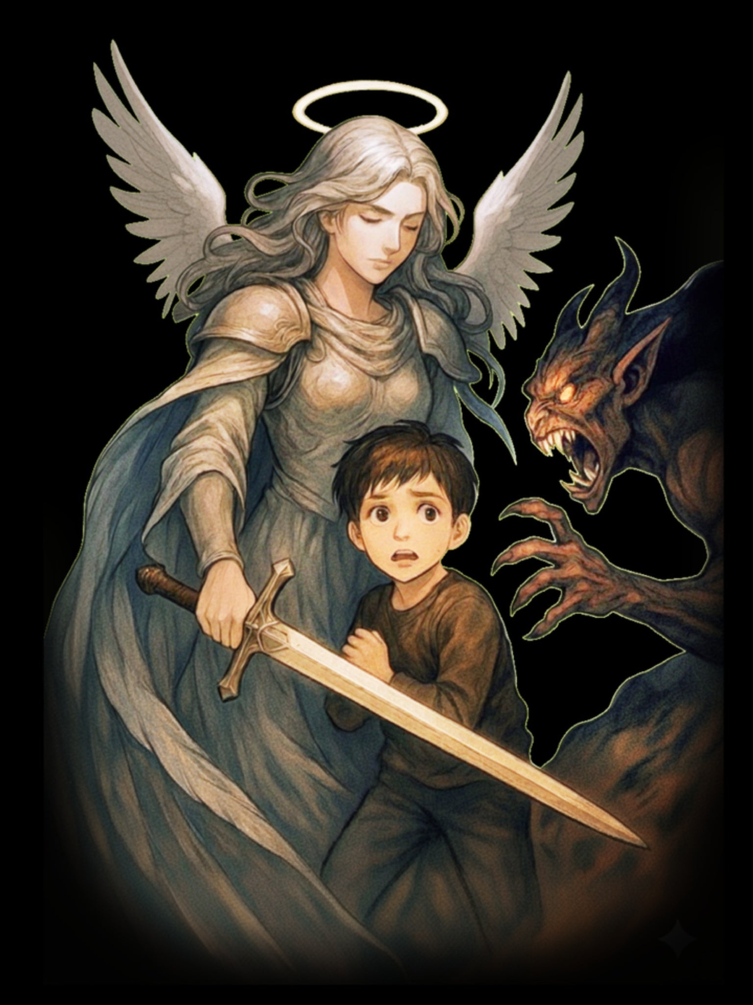 Guardian Angel Tee — Protective Angel Watching Over Child Graphic T-Shirt