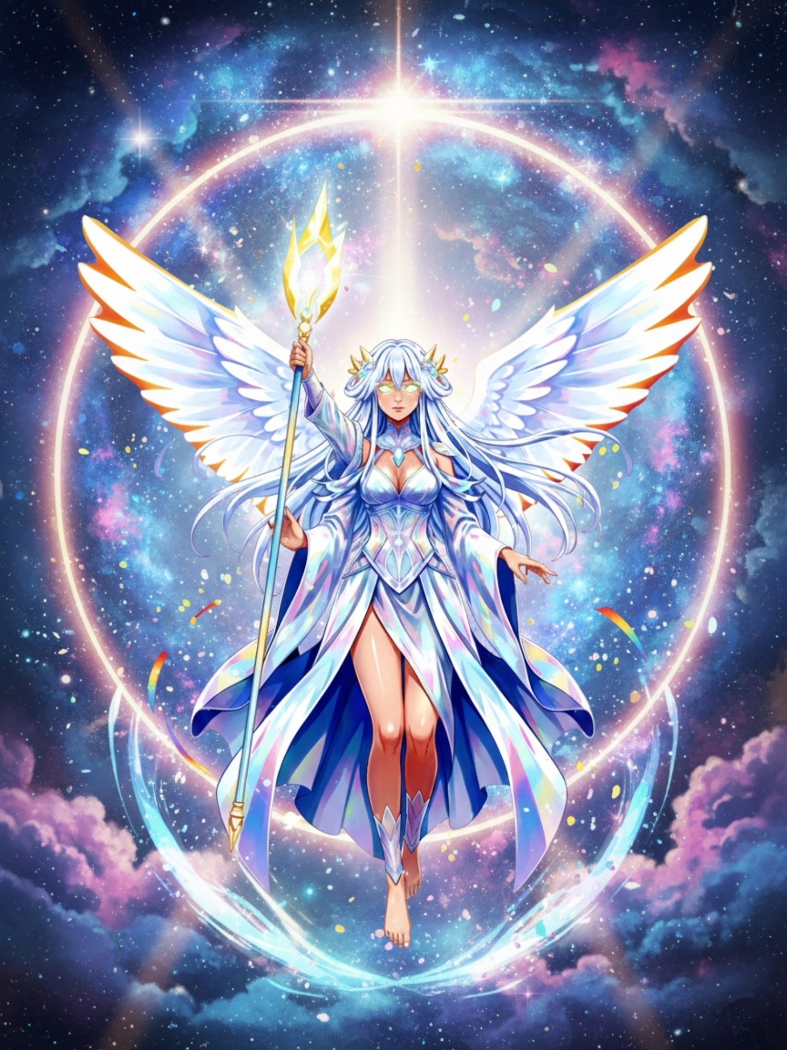 Celestial Angel Anime Sherpa Blanket – Lyria Solara Glow Throw | Soft Fleece Blanket Gift for Anime Lovers and Fantasy Fans