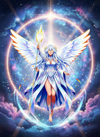 Lyria Solara Celestial Angel | Fantasy Glow Print Poster Gift for Anime Fans and Collectors
