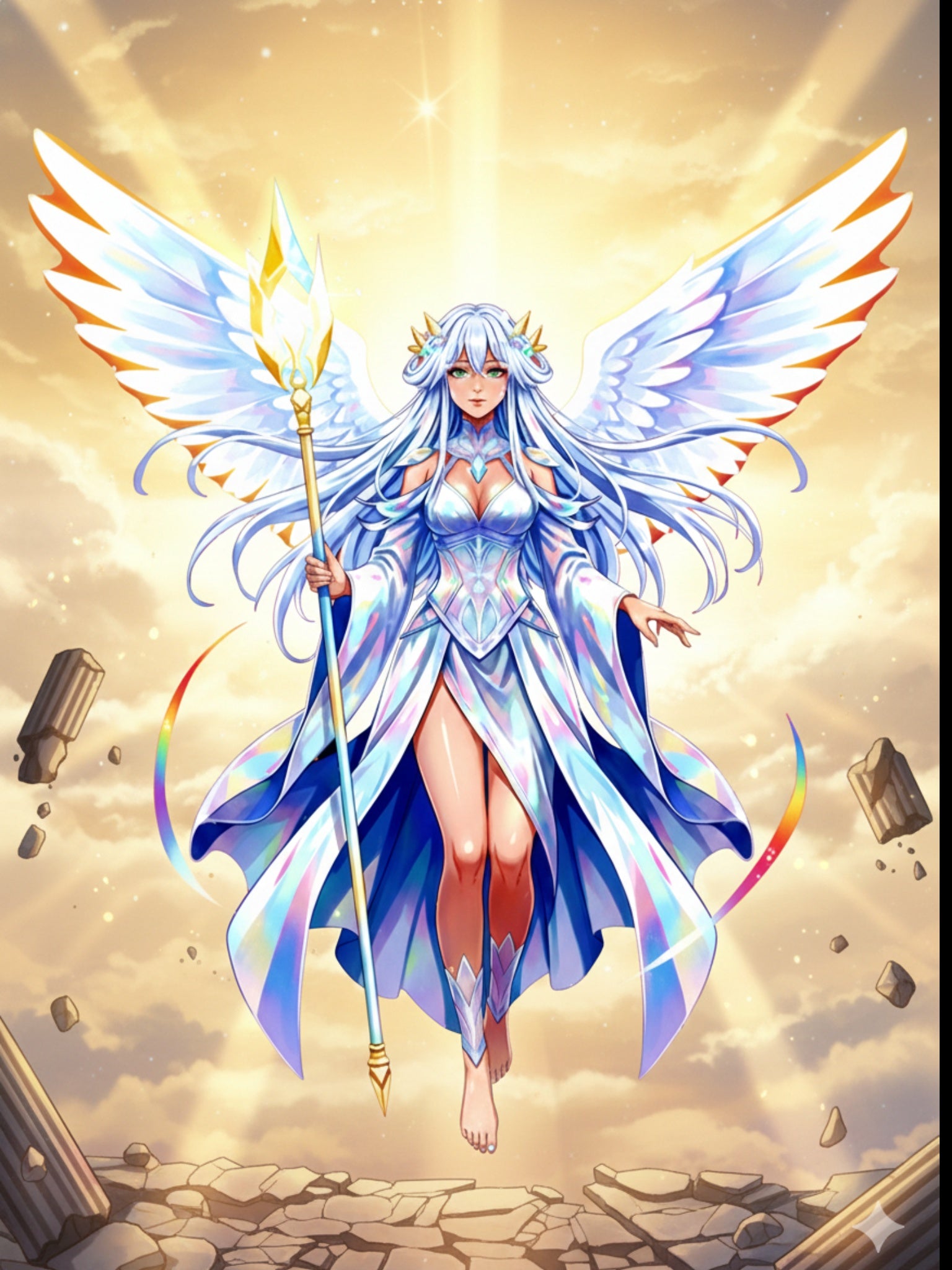 Lyria Solara Anime Sherpa Blanket Celestial Angel Glow Fantasy Hero Plush Throw