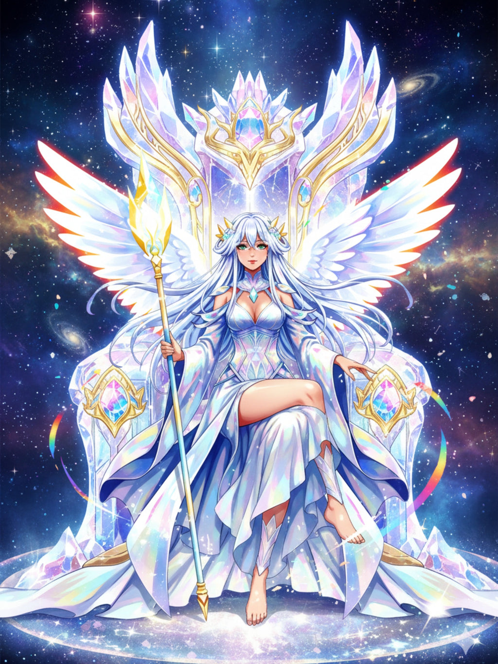 Lyria Solara Sherpa Blanket Celestial Anime Girl Soft Throw Cosmic Goddess Bedding Gift
