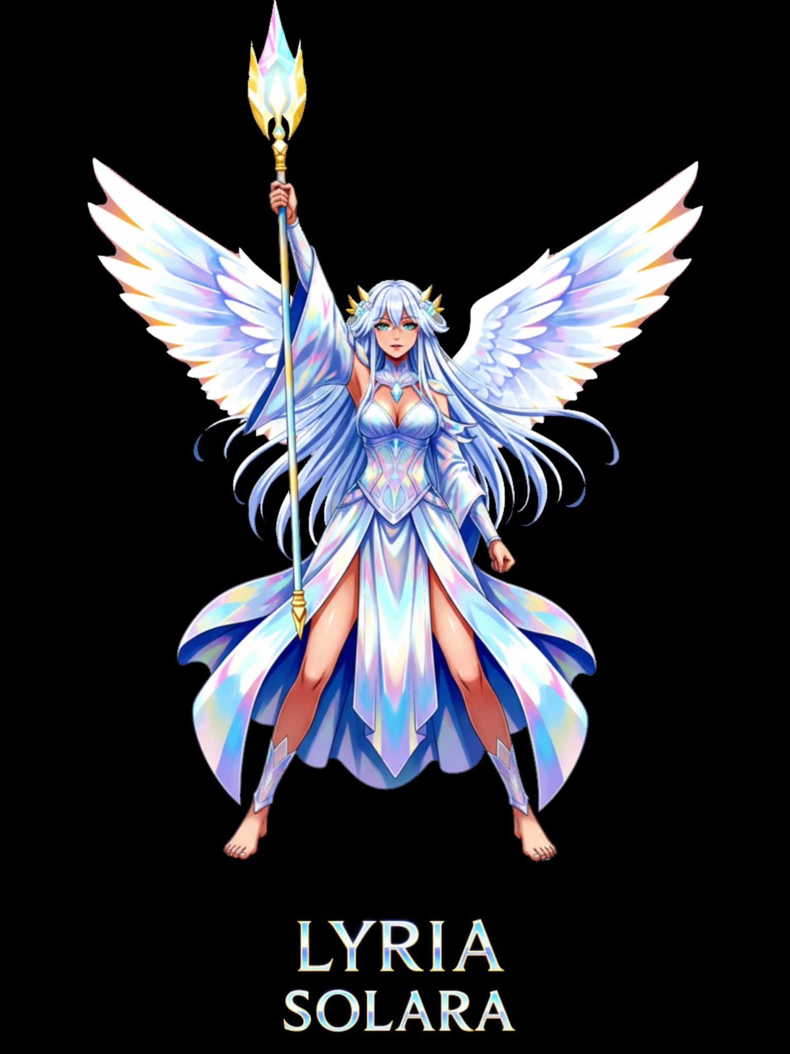 Lyria Solara Angel Anime T-Shirt Celestial Fantasy Art Tee for Anime Fans and Gamers