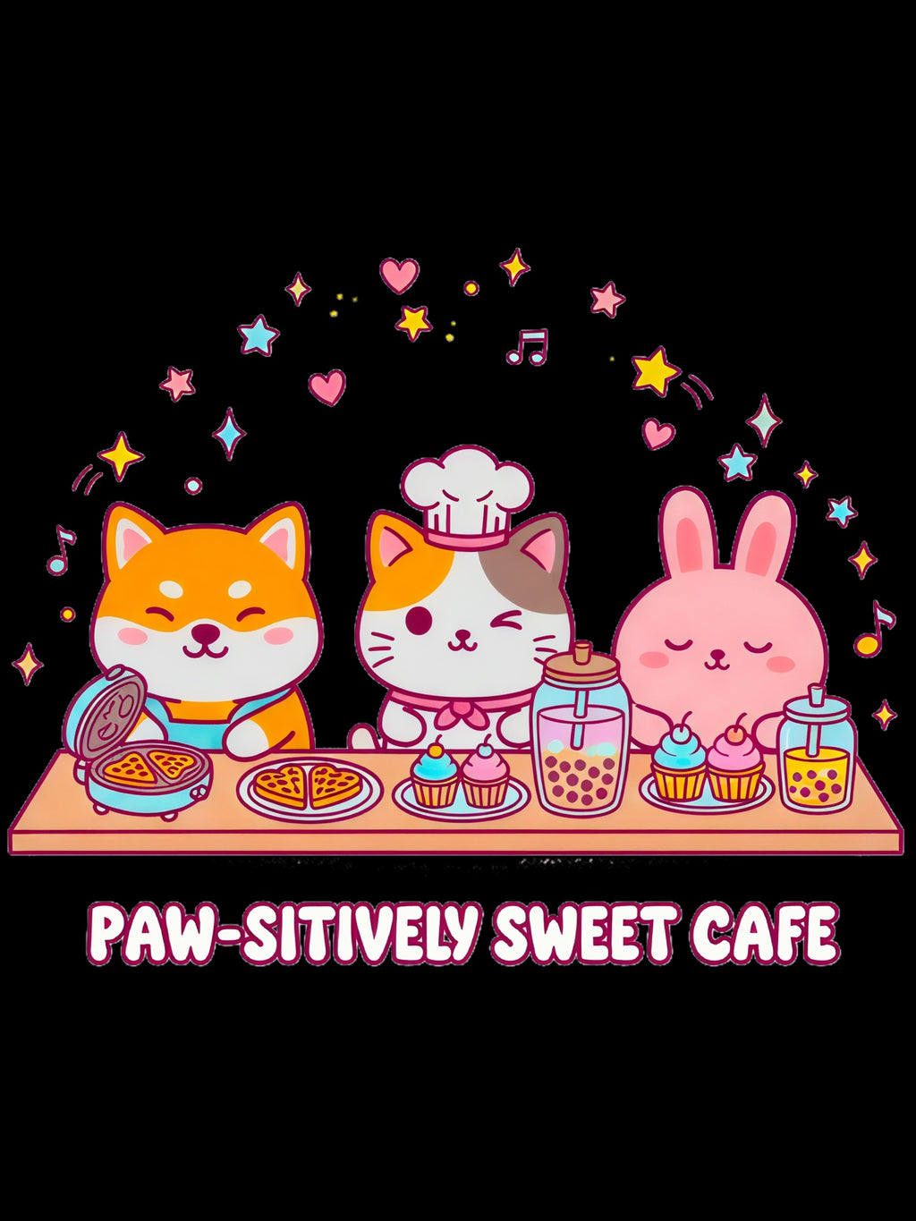 Kawaii Sushi Cats T-Shirt — "Sushi-Birthday Sweet Cafe" Graphic Tee