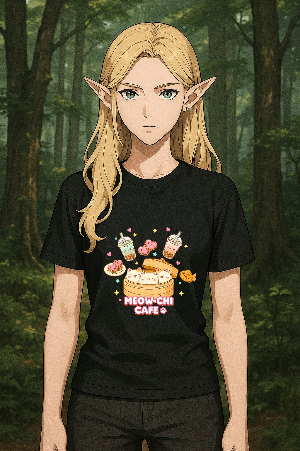 Meow-Chi Café Cat Mochi Dessert T-Shirt