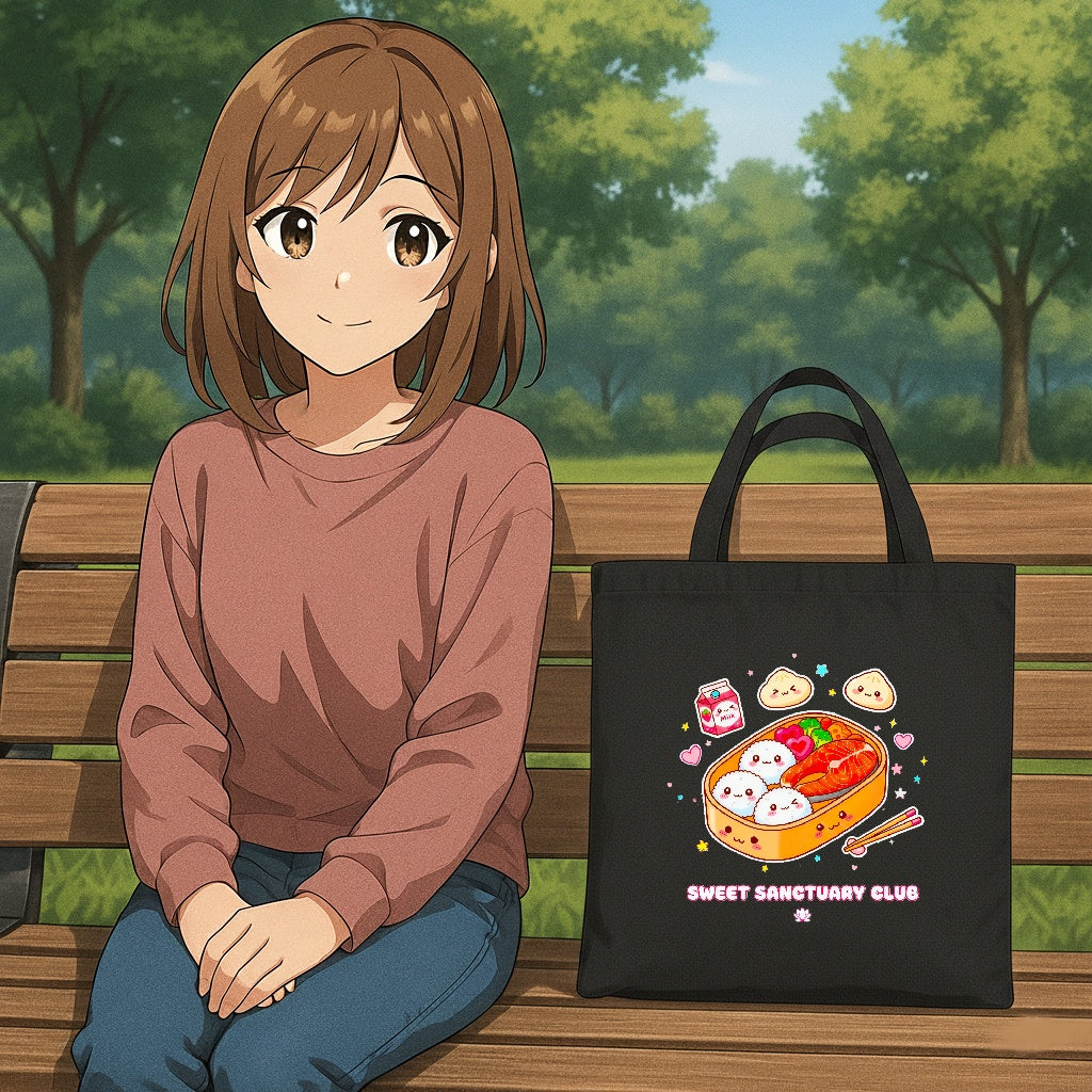 Kawaii Ramen & Dumpling Canvas Tote Bag — Cute Japanese Food Market Grocery Tote