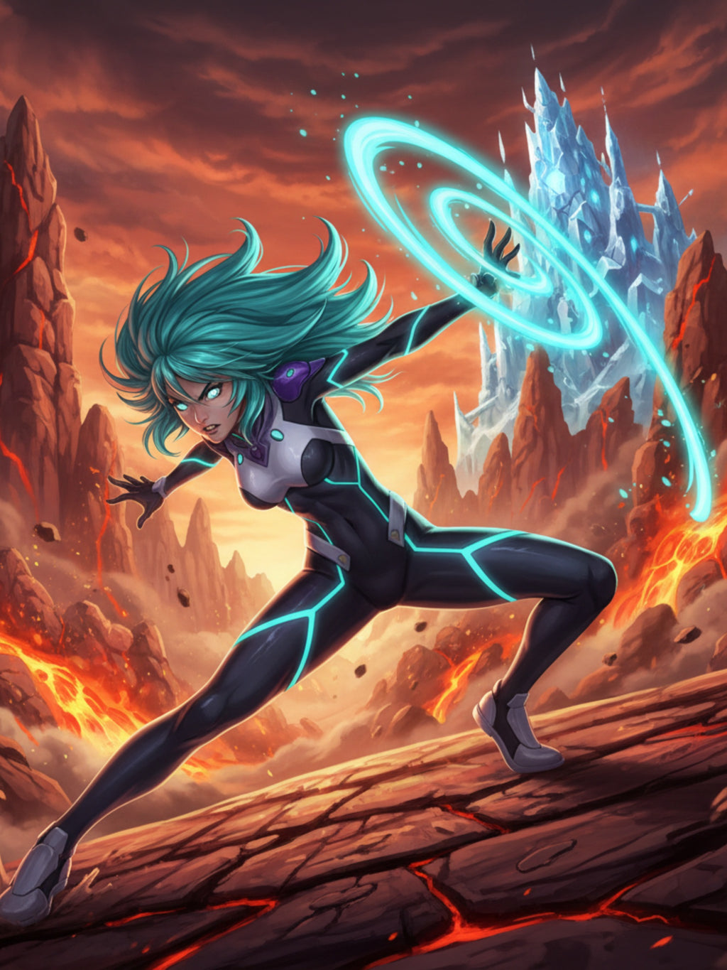 Anime Sci-Fi Vera flux Sherpa Blanket Futuristic Energy Warrior Lava and Ice Fantasy Anime Throw Blanket