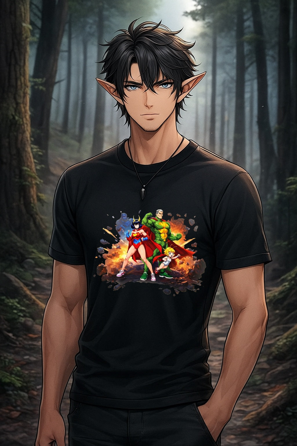 Hyperforce 3000 Anime T Shirt Cosmic Hero Team Art Tee Special Edition Streetwear