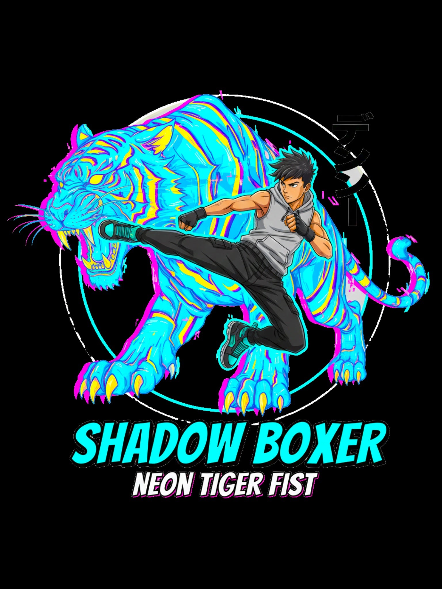 Shadow Boxer Anime T Shirt Neon Tiger Fighter Streetwear Martial Arts Graphic Tee for Anime Fans and Gamers