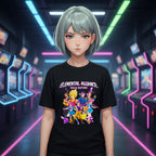 Elemental Alliance Anime T Shirt Neon Fantasy Hero Team Streetwear Graphic Tee for Anime Fans and Gamers
