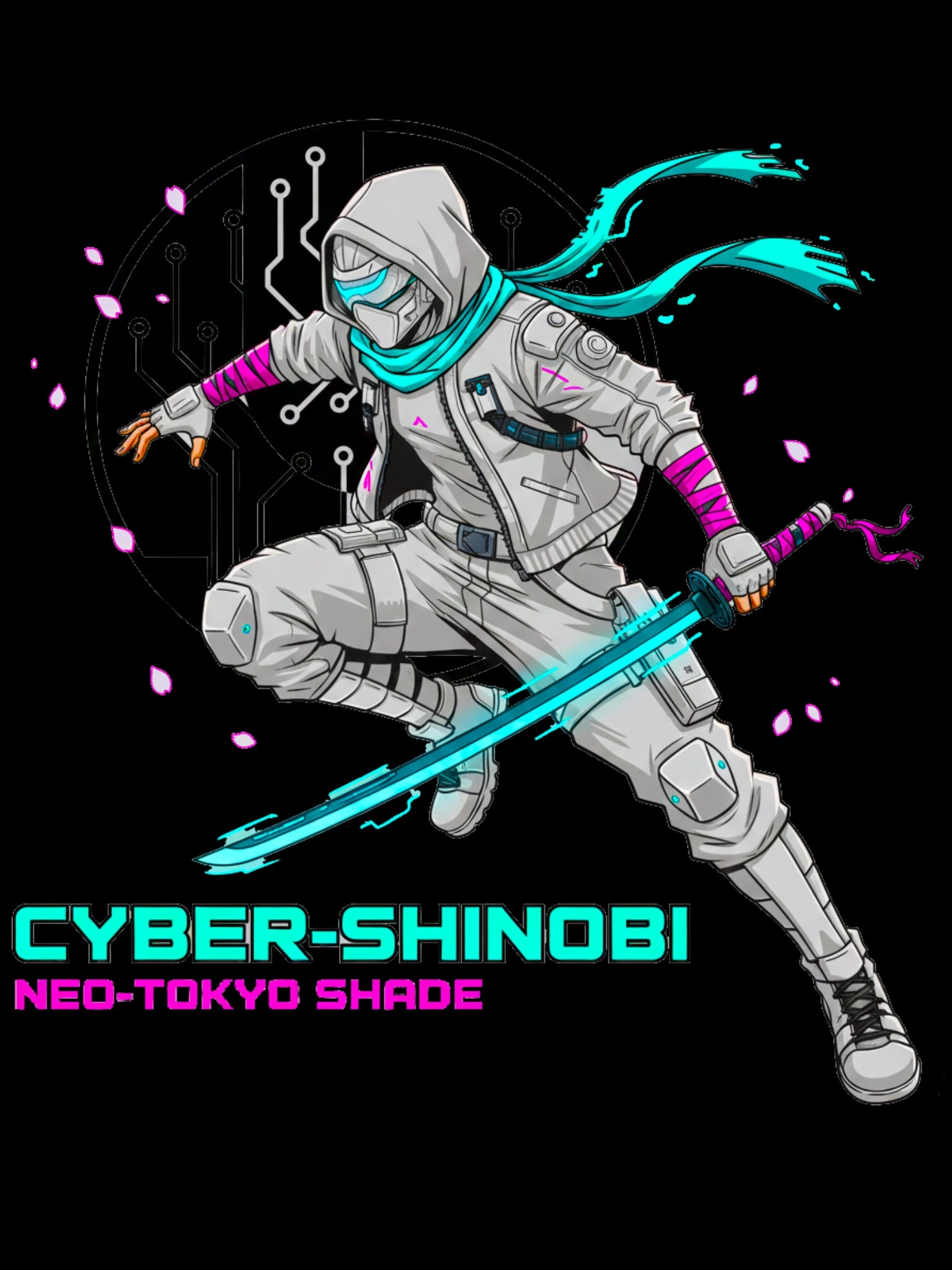 Cyber Shinobi Anime T Shirt Neo Tokyo Ninja Cyberpunk Graphic Tee