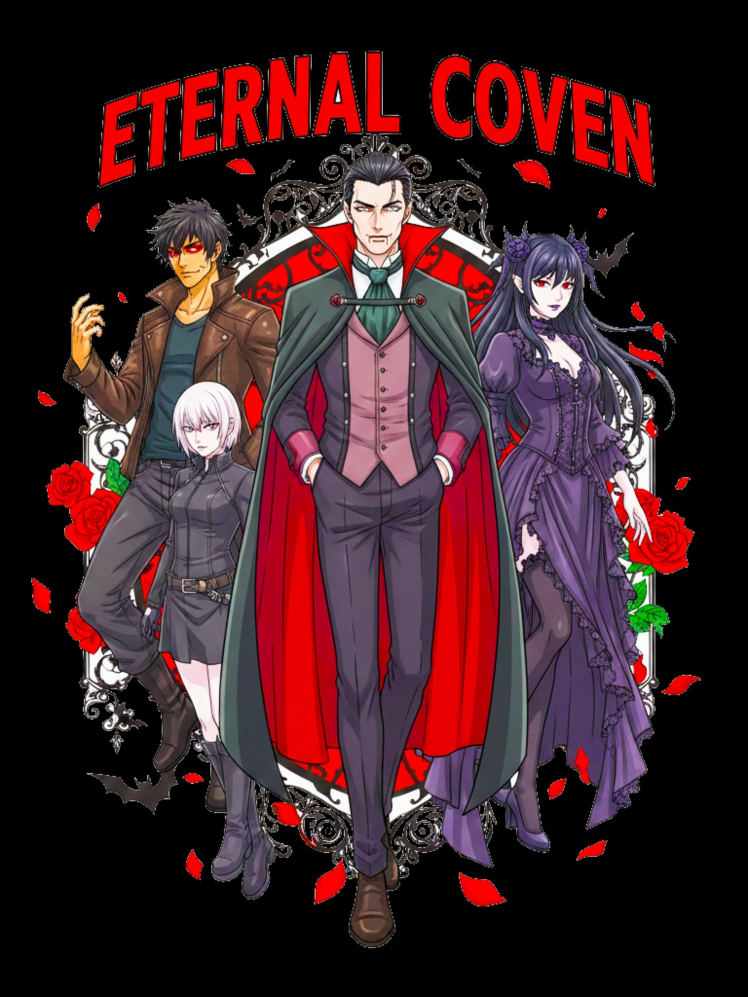 Eternal Coven Anime T Shirt Gothic Vampire Coven Dark Fantasy Tee