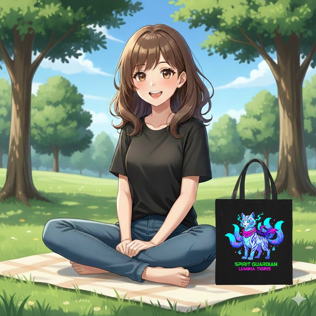 Spirit Guardian Tiger Tote Bag Neon Fantasy Anime Animal Carryall