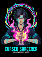 Cursed Sorcerer Anime T Shirt Shadow Mage Dark Fantasy Streetwear Neon Magic Shirt Gift for Anime Fans