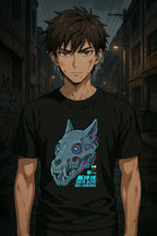 Cyberpunk Skull Anime T Shirt Neon Techwear Streetwear Futuristic Dark Sci Fi Shirt Gift for Anime Fans
