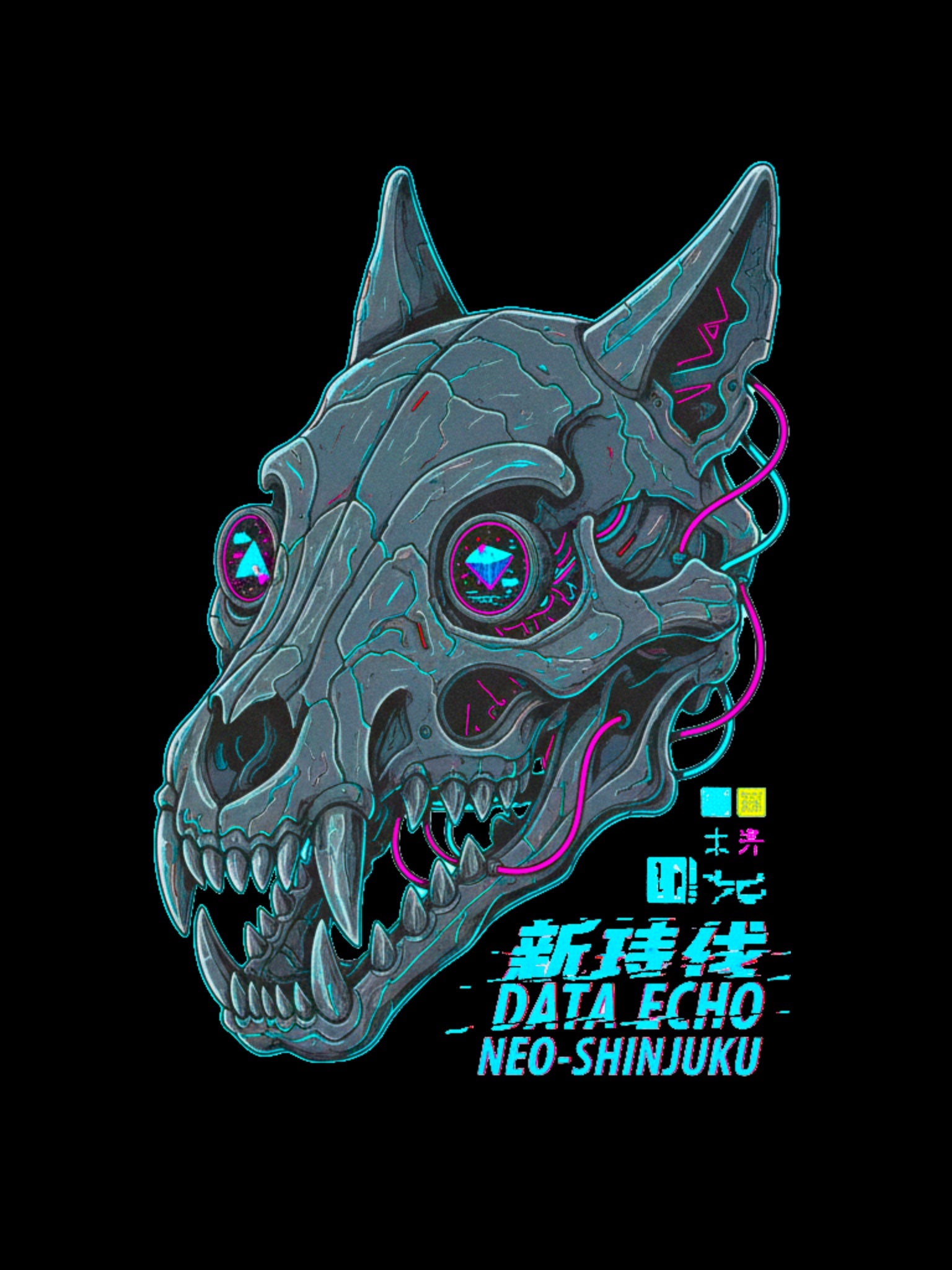 Cyberpunk Skull Anime T Shirt Neon Techwear Streetwear Futuristic Dark Sci Fi Shirt Gift for Anime Fans