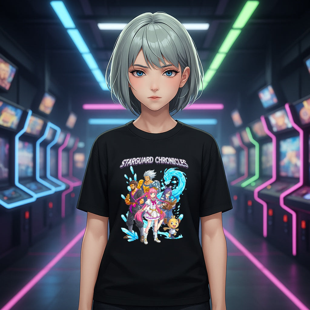 Starguard Chronicles Anime T Shirt Fantasy Hero Team RPG Style Gamer Shirt Anime Streetwear