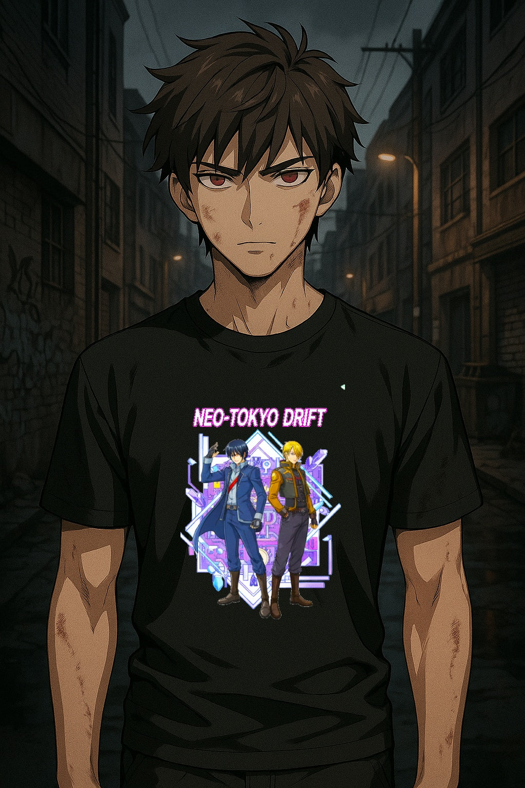 Neo Tokyo Drift Anime T Shirt Cyberpunk Streetwear Futuristic Anime Graphic Tee Gamer Shirt Unisex