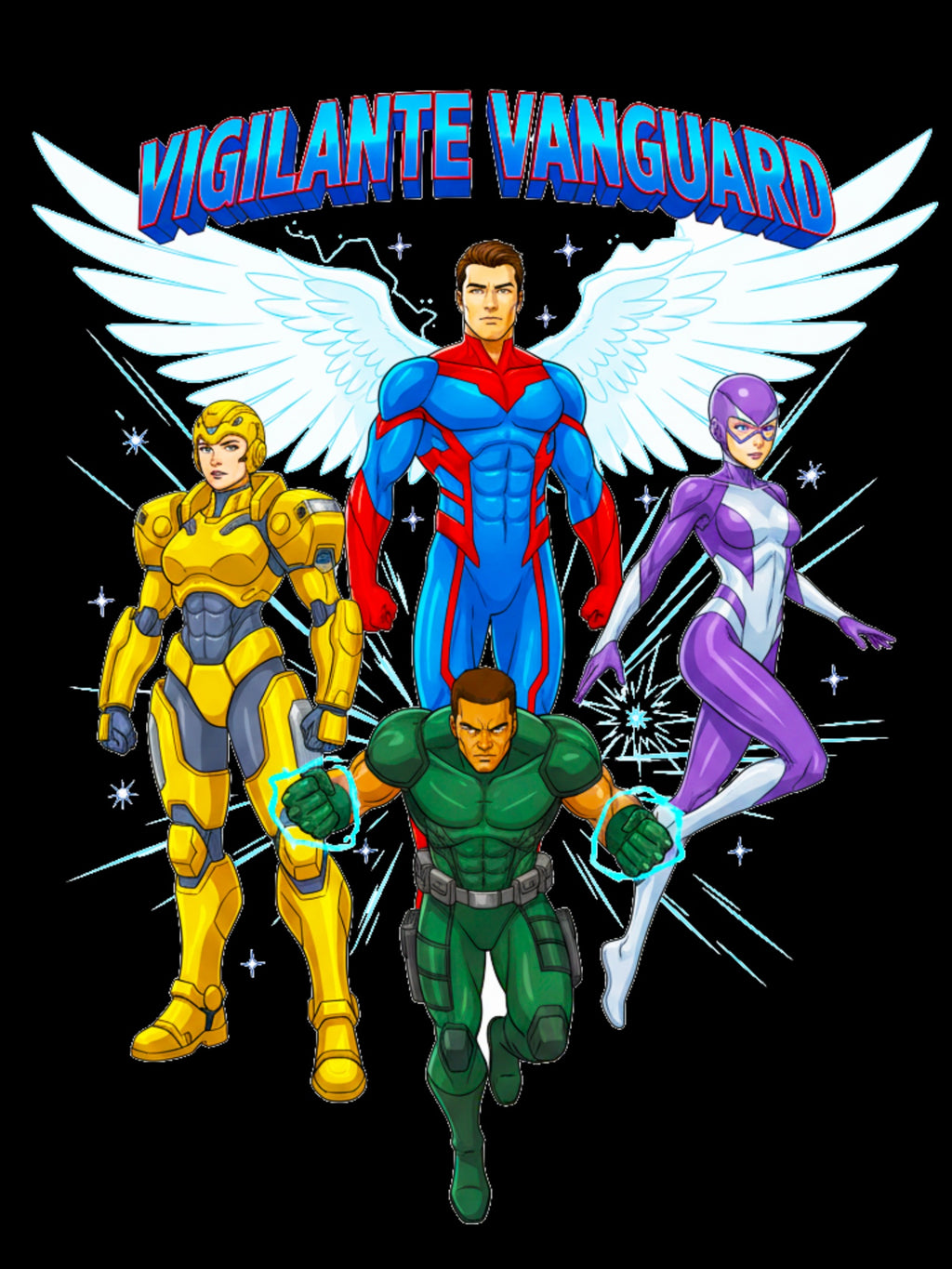 Vigilante Vanguard Anime T Shirt Superhero Team Graphic Tee Action Anime Streetwear Gamer Shirt Unisex