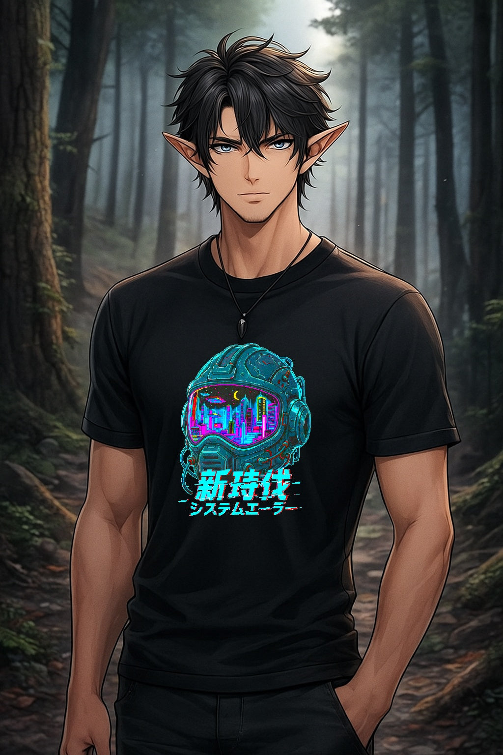 Cyberpunk Helmet Anime T Shirt Futuristic City Graphic Tee Neon Sci Fi Anime Streetwear Gamer Shirt Unisex