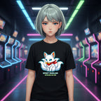 Kitsune Spirit Familiar Anime T Shirt Cute Fox Yokai Graphic Tee Japanese Myth Anime Streetwear Gamer Shirt Unisex