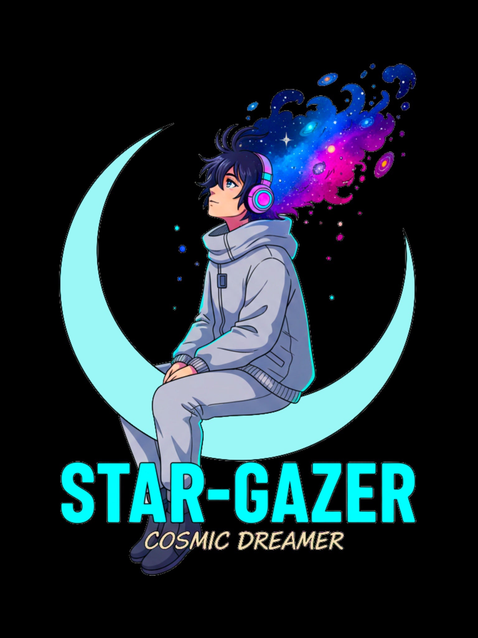 Star Gazer Anime T Shirt Cosmic Dreamer Moon Graphic Tee Aesthetic Anime Streetwear Gamer Shirt Unisex