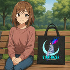 Star Gazer Anime Tote Bag Cosmic Dreamer Moon Aesthetic Tote Anime Streetwear Shopper Bag