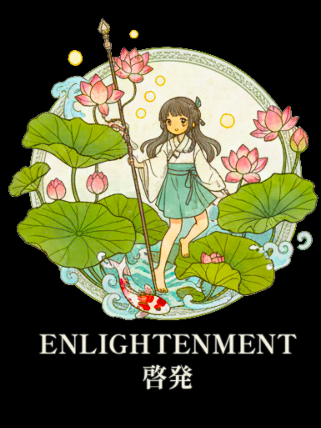 Enlightenment Anime Tote Bag Lotus Zen Spiritual Japanese Aesthetic Reusable Canvas Bag