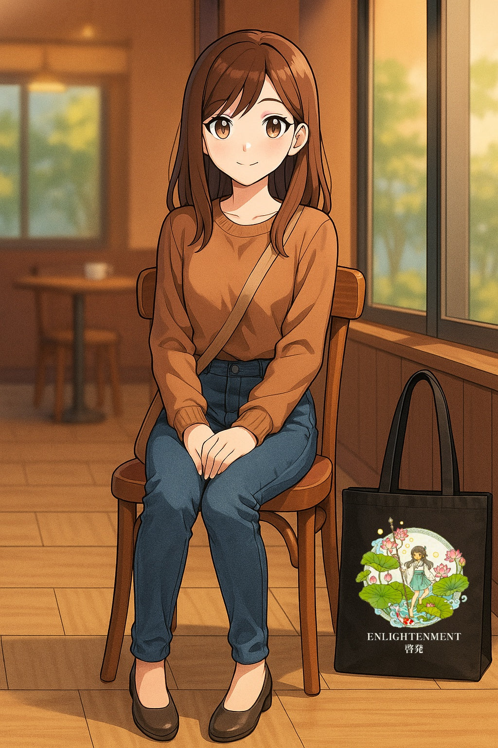 Enlightenment Anime Tote Bag Lotus Zen Spiritual Japanese Aesthetic Reusable Canvas Bag