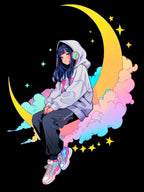 Star Gazer Anime T Shirt Cosmic Dreamer Moon Aesthetic Streetwear Gift