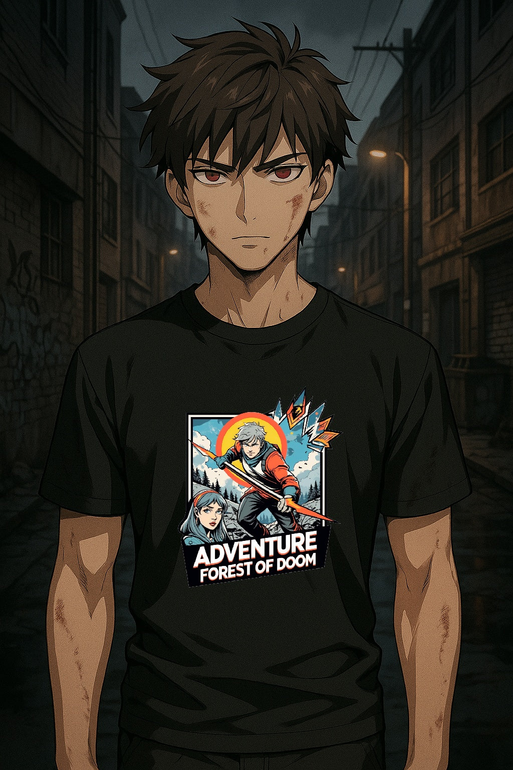 Adventure Anime T Shirt Forest of Doom Retro Hero Fantasy Streetwear Tee
