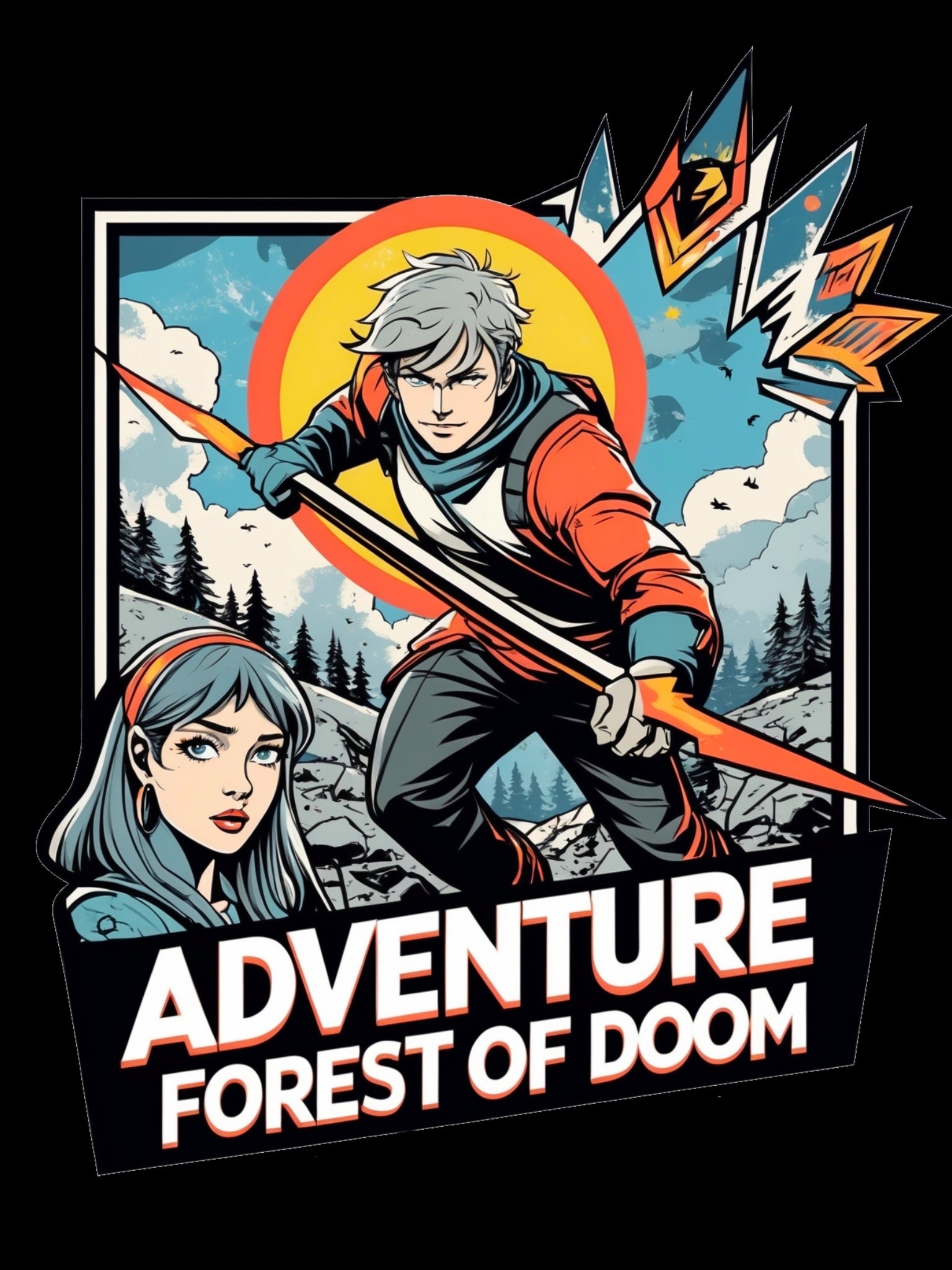 Adventure Anime T Shirt Forest of Doom Retro Hero Fantasy Streetwear Tee