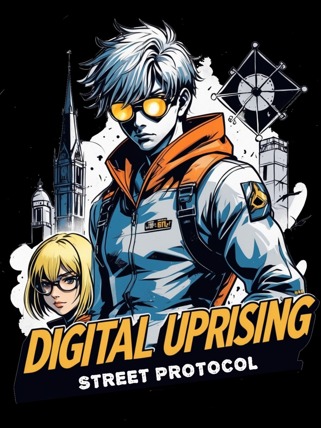 Digital Uprising Anime T Shirt Cyberpunk Streetwear Hacker Sci Fi Graphic Tee