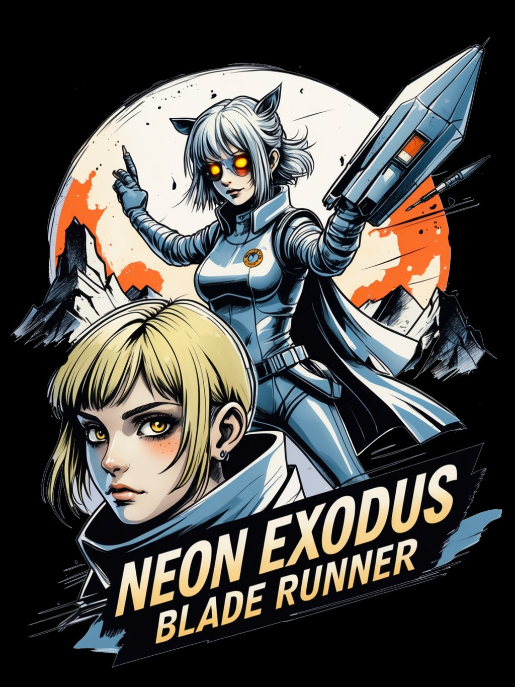 Neon Exodus Blade Runner Anime T Shirt Cyberpunk Sci Fi Streetwear Futuristic Anime Shirt Gamer Gift