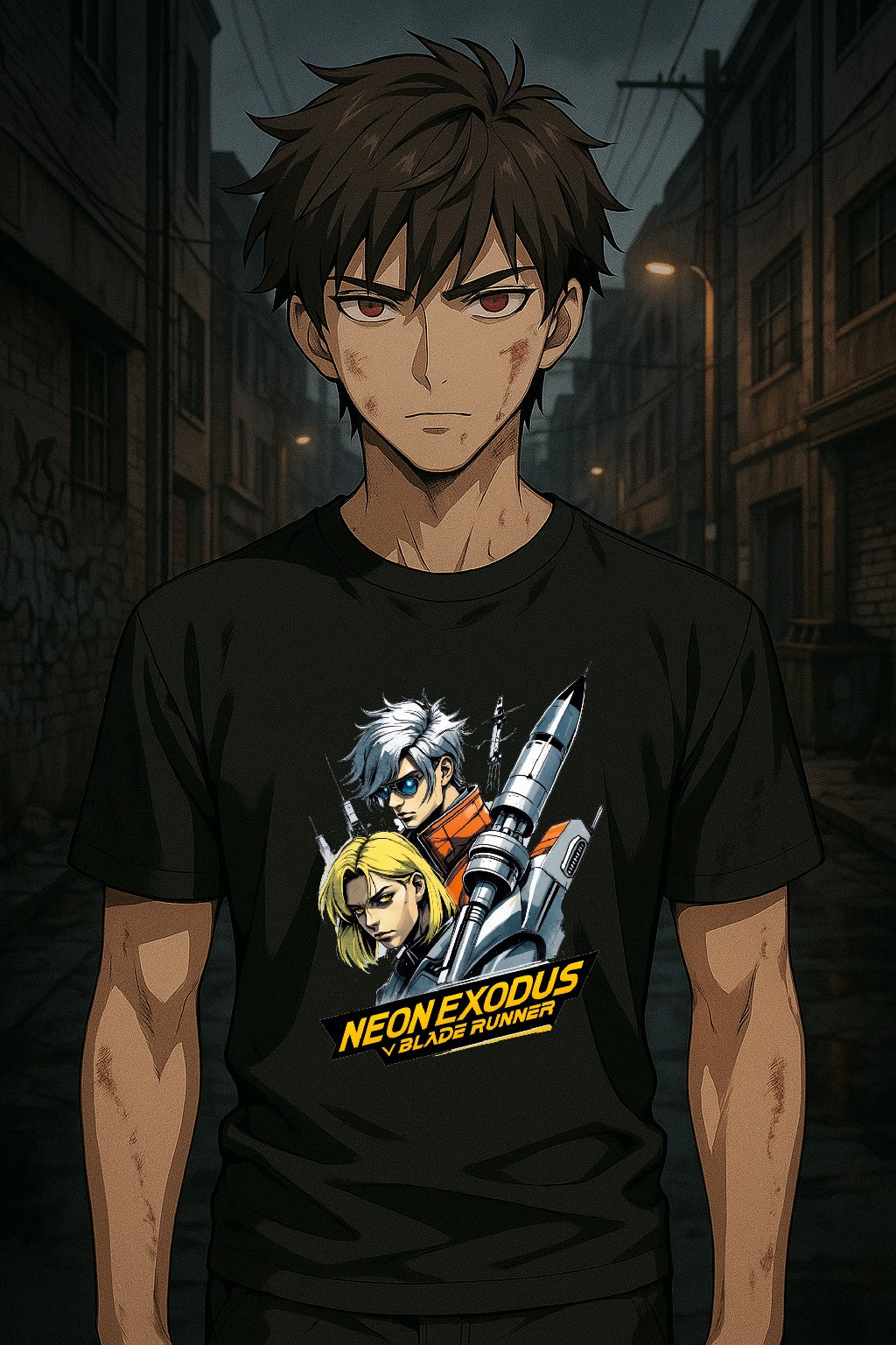 Neon Exodus Blade Runner Anime T Shirt Cyberpunk Streetwear Sci Fi Futuristic Anime Shirt Gamer Gift