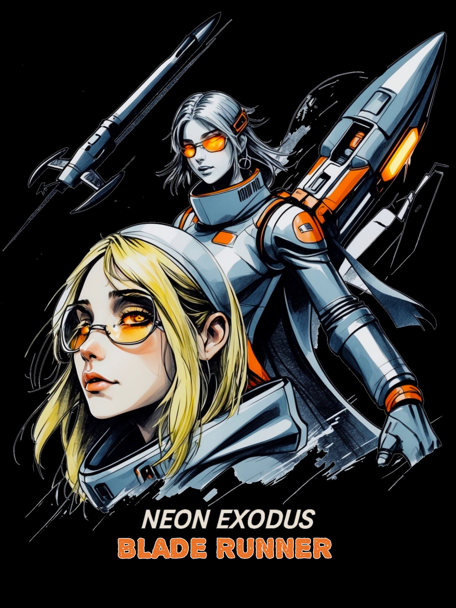 Neon Exodus Blade Runner Anime T Shirt Cyberpunk Sci Fi Streetwear Futuristic Anime Gamer Shirt