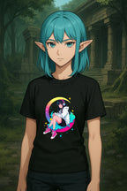 Anime Girl Moon T Shirt Cute Aesthetic Anime Shirt Cozy Streetwear Pastel Anime Dreamy Graphic Tee