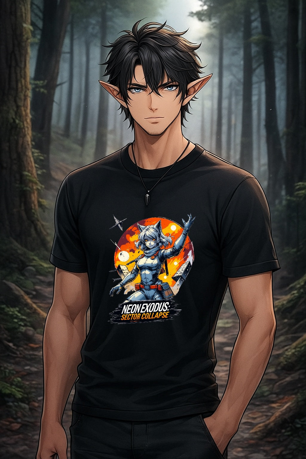 Cyberpunk Anime Girl T Shirt Neon Exodus Sector Collapse Futuristic Sci Fi Streetwear Gift