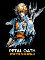 Anime Forest Guardian T Shirt Petal Oath Fantasy Warrior Nature Spirit Streetwear Gift