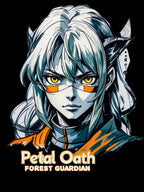 Anime Forest Guardian T Shirt Petal Oath Fantasy Warrior Character Art Streetwear Gift