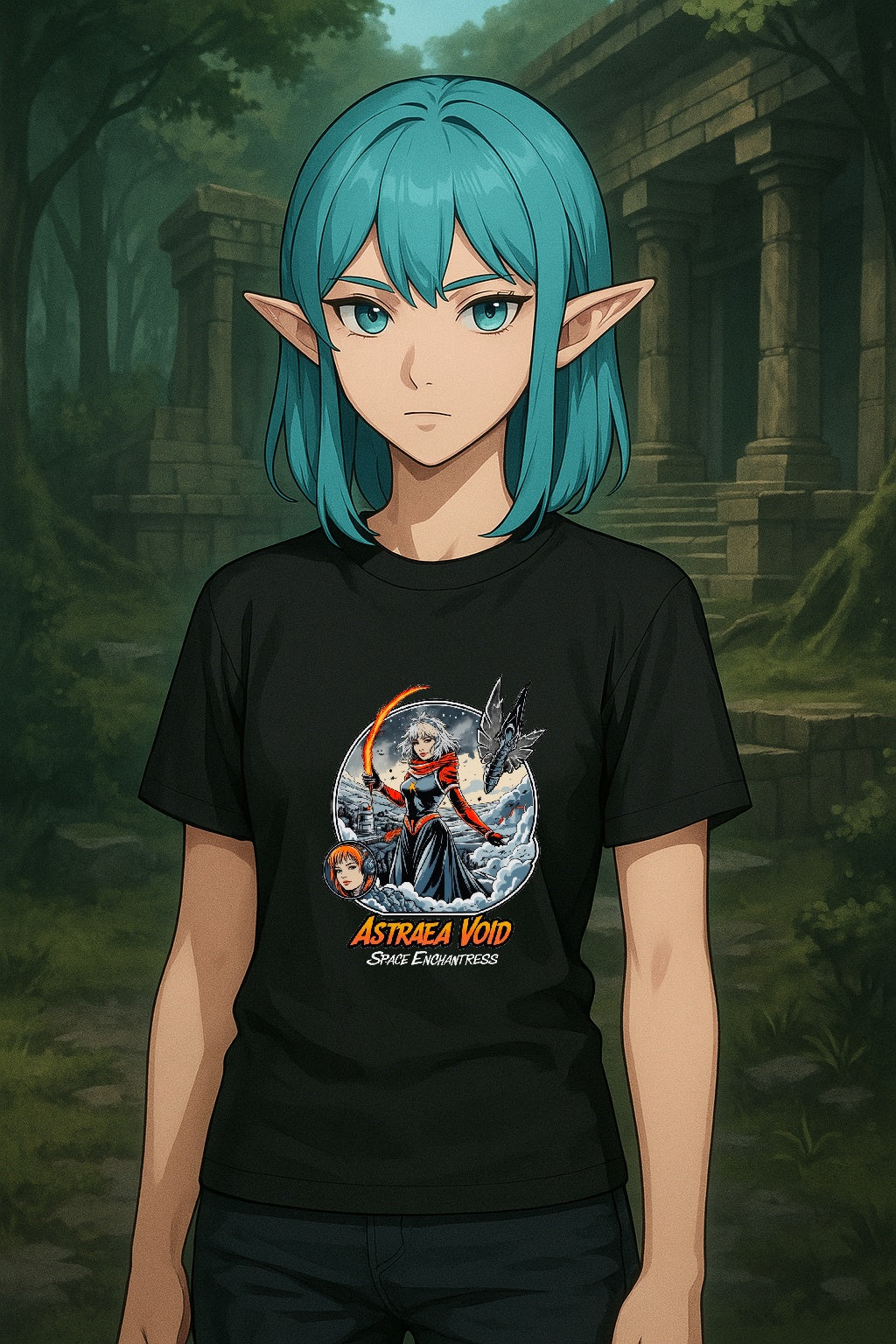 Anime Space Enchantress T Shirt Astraea Void Cosmic Fantasy Mage Streetwear Gift